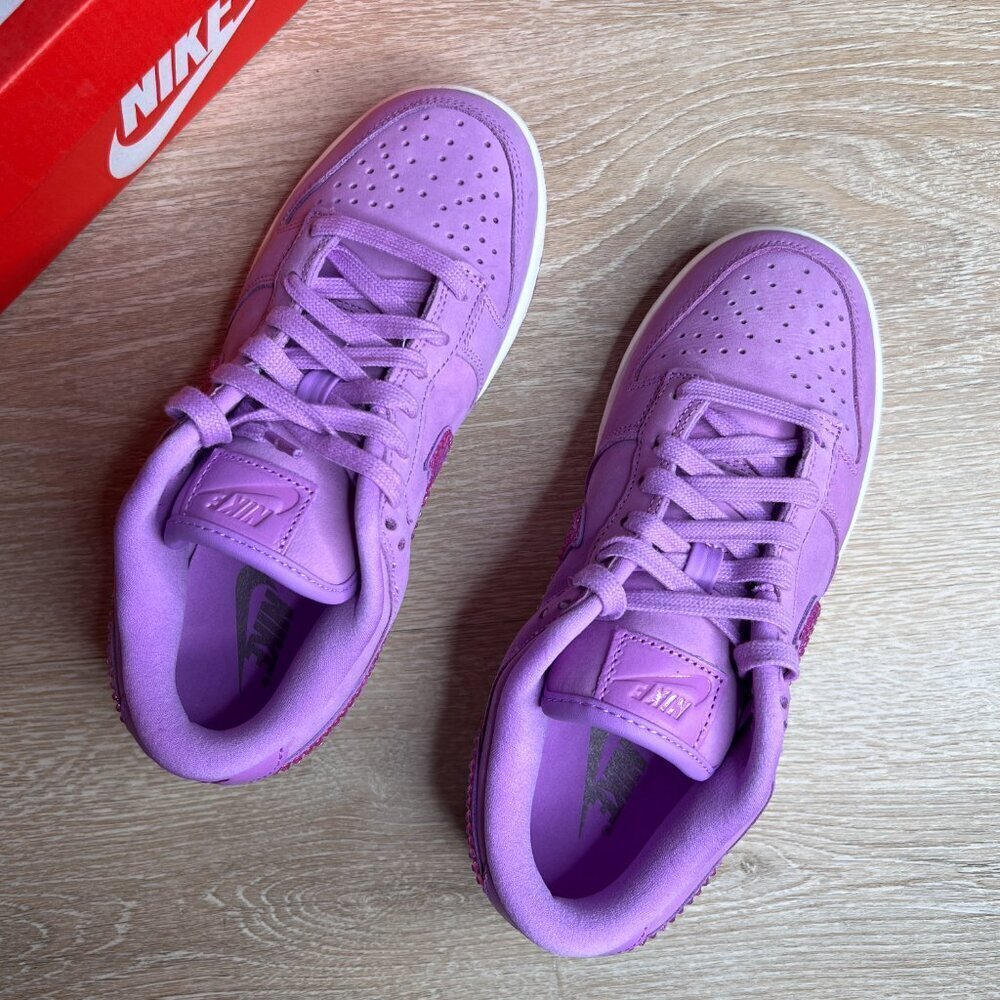 Nike Dunk Low PRM MF Rush Fuchsia Custom with Purple Crystals - Picture 6 of 10